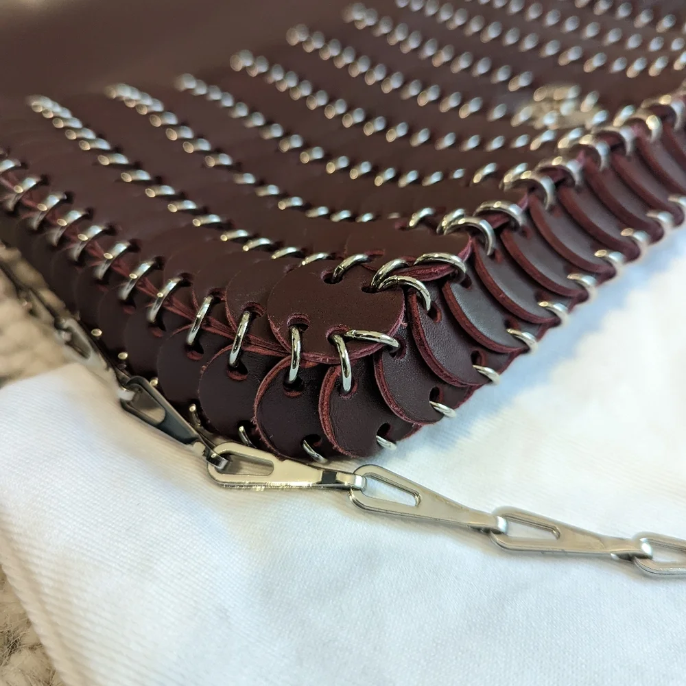 🌟Paco Rabanne "1969" Burgandy Leather Chain Bag - Picture 8 of 14